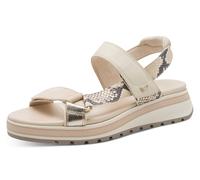 Keilsandalette TAMARIS, Damen, Gr. 39, beige snake, Leder, Textil, Veloursleder, Reptilienprägung, Schuhe, Trekkingsandale, Riemchensandale mit verstellbaren Klettverschlüssen (49465008-39) beige snak