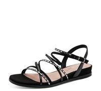 Keilsandalette TAMARIS, Damen, Gr. 39, schwarz, Lacksynthetik, Textil, glänzend, unifarben, Schuhe, Riemchensandale, Sommerschuh mit glitzernden Strasssteinchen (29237148-39) schwarz