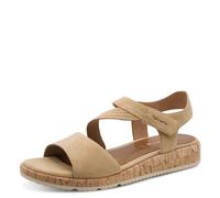 Keilsandalette TAMARIS, Damen, Gr. 40, beige (hellbraun), Ziegenveloursleder, unifarben, Basic, Schuhe, Riemchensandale, Sommerschuh mit Touch it-Ausstattung (57782947-40) hellbraun