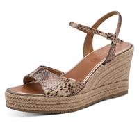Keilsandalette TAMARIS, Damen, Gr. 40, braun (braun snake), Textil, Reptilienprägung, Schuhe, Plateau, Sommerschuh mit modischem Juterahmen (44307368-40) braun snake