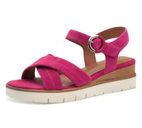 Keilsandalette TAMARIS, Damen, Gr. 40, pink (fuchsia), Ziegenveloursleder, Schuhe, Riemchensandale, Sommerschuh mit dezenten Ziernähten (51573226-40) fuchsia