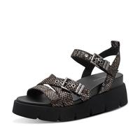 Keilsandalette TAMARIS, Damen, Gr. 40, schwarz snake, Textil, Schlangenoptik, Basic, Schuhe, Sommerschuh, Riemchensandale im angesagten Snake-Look (11912021-40) schwarz snake