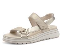 Keilsandalette TAMARIS, Damen, Gr. 41, champagner kombiniert, Ziegenveloursleder, unifarben mit Farbeinsatz, Schuhe Keilsandalette, Trekkingsandale, Riemchensandale mit verstellbaren Klettverschlüssen