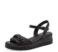 Keilsandalette TAMARIS, Damen, Gr. 41, schwarz, Bast, Leder, Lederimitat, unifarben, Schuhe, Plateau, Riemchensandale, Sommerschuh mit Schmuckspange (62815827-41) schwarz