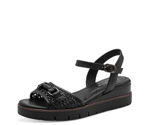 Keilsandalette TAMARIS, Damen, Gr. 41, schwarz, Bast, Leder, Lederimitat, unifarben, Schuhe, Plateau, Riemchensandale, Sommerschuh mit Schmuckspange (62815827-41) schwarz