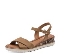 Keilsandalette TAMARIS, Damen, Gr. 42, beige, Textil, Veloursleder, unifarben, Schuhe, Riemchensandale, Sommerschuh in veganer Verarbeitung (42541845-42) beige