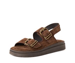 Keilsandalette TAMARIS, Damen, Gr. 42, mokka, Leder, Schuhe, Riemchensandale, Sommerschuh im modischen Look (51914418-42) mokka