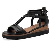 Keilsandalette TAMARIS, Damen, Gr. 42, schwarz, Leder, Lederimitat, Schuhe Keilsandalette, Riemchensandale, Sommerschuh mit Flechtriemchen (22159845-42)