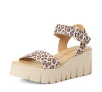 Keilsandalette TAMARIS, Gr. 40, leo, Veloursleder, Schuhe Keilsandalette, Sommerschuh, Riemchensandale mit modischer Plateausohle (31889710-40)