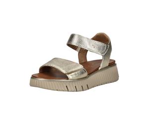 Keilsandalette TAMARIS "Tamaris Sandalen Leder", Damen, Gr. 39, gold (hellgold), Leder, Schuhe (93892764-39) hellgold