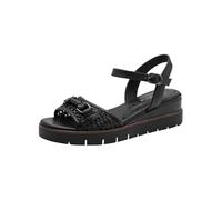 Keilsandalette TAMARIS "Tamaris Sandalen Leder/Textil", Damen, Gr. 37, schwarz, Leder, Textil, Schuhe (55626348-37) schwarz