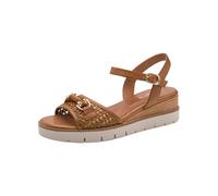 Keilsandalette TAMARIS "Tamaris Sandalen Leder/Textil", Damen, Gr. 42, cognac, Leder, Textil, Schuhe (63379807-42) cognac