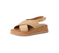 Keilsandalette TAMARIS "Tamaris Sandalen Veloursleder", Damen, Gr. 39, beige, Veloursleder, Schuhe (74985621-39) beige