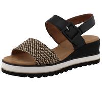 Keilsandalette TOM TAILOR "Sastra", Damen, Gr. 36, schwarz, Lederimitat, Textil, Schuhe, Riemchensandale, Sommerschuh mit Kontrastbesatz (52318240-36) schwarz