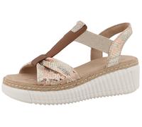 Keilsandalette TOM TAILOR "Vally", Damen, Gr. 41, beige (hellbeige kombiniert), Lederimitat, Textil, Schuhe, Plateau, Sommerschuh, Riemchensandale in Snake-Optik (30619530-41) hellbeige kombiniert