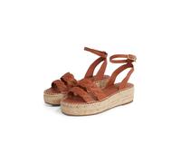 Keilsandalette TOMMY HILFIGER "LEATHER ROPE REAL ESPAD SANDAL", Damen, Gr. 39, braun, Leder, Schuhe Keilsandalette, Plateau, Sommerschuh, Riemchensandale mit verstellbarer Schnalle (15300026-39)
