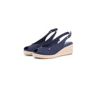 Keilsandalette TOMMY HILFIGER "MID WEDGE ESPAD SLINGBACK", Damen, Gr. 35, dunkelblau, Leder, Textil, unifarben, Schuhe, Sommerschuh, Riemchensandale mit Flaggen-Stickerei (48159001-35) dunkelblau