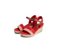 Keilsandalette TOMMY HILFIGER "TH MID ESPAD WEDGE CROCHET", Damen, Gr. 41, rot (rot, rosa), Leder, Textil, unifarben mit Farbeinsatz, Basic, Schuhe, Sommerschuh, Riemchensandale in sommerlicher Häkel-