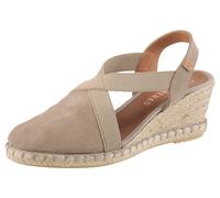 Keilsandalette VERBENAS "Milena Serraje", Damen, Gr. 37, grau (taupe), Veloursleder, Schuhe, Sommerschuh, Riemchensandale, Urlaubschuh, Keilabsatz mit Juterahmen (84276544-37) taupe