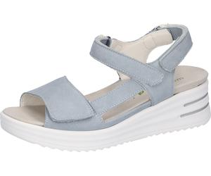 Keilsandalette WALDLÄUFER "H-DINA", Damen, Gr. 5,5 (38,5), blau (hellblau), Nubukleder, unifarben, Schuhe, Sandale, Klettschuh, Sommerschuh in Komfortweite H (= sehr weit) (44451466-5,5) hellblau