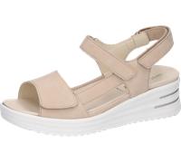 Keilsandalette WALDLÄUFER "H-DINA", Damen, Gr. 5,5 (38,5), hellbeige, Nubukleder, unifarben, Schuhe, Sandale, Klettschuh, Sommerschuh in Komfortweite H (= sehr weit) (52215149-5,5) hellbeige