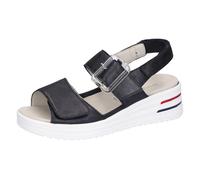 Keilsandalette WALDLÄUFER "H-DINA", Damen, Gr. 6 (39), blau (dunkelblau), Nubukleder, unifarben, Schuhe, Klettschuh, Sandale, Sommerschuh in Komfortweite H (= sehr weit) (90457014-6) dunkelblau