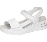 Keilsandalette WALDLÄUFER "H-DINA", Damen, Gr. 6,5, sanftes weiß, Nubukleder, unifarben, Schuhe, Sandale, Klettschuh, Sommerschuh in Komfortweite H (= sehr weit) (84532822-6,5) sanftes weiß