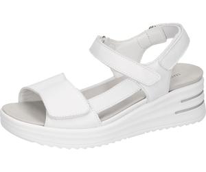 Keilsandalette WALDLÄUFER "H-DINA", Damen, Gr. 6,5, weiß (sanftes weiß), Nubukleder, unifarben, Schuhe, Sandale, Klettschuh, Sommerschuh in Komfortweite H (= sehr weit) (84532822-6,5) sanftes weiß