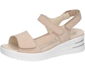 Keilsandalette WALDLÄUFER "H-DINA", Damen, Gr. 8 (42), hellbeige, Nubukleder, unifarben, Schuhe, Sandale, Klettschuh, Sommerschuh in Komfortweite H (= sehr weit) (52215149-8) hellbeige