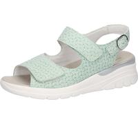 Keilsandalette WALDLÄUFER "H-IVY", Damen, Gr. 4 (37), mint, Nubukleder, Flechtoptik, unifarben, Schuhe, Sommerschuh, Klettsandale, Bequemschuh in Komfortweite H (= sehr weit) (23808818-4) mint