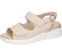 Keilsandalette WALDLÄUFER "H-IVY", Damen, Gr. 5,5 (38,5), beige (hellbeige), Nubukleder, Flechtoptik, unifarben, Schuhe, Sommerschuh, Klettsandale, Bequemschuh in Komfortweite H (= sehr weit) (9914485