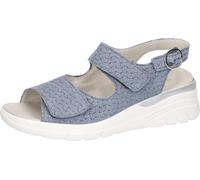 Keilsandalette WALDLÄUFER "H-IVY", Damen, Gr. 7 (40,5), blau (jeansblau), Nubukleder, Flechtoptik, unifarben, Schuhe, Sommerschuh, Klettsandale, Bequemschuh in Komfortweite H (= sehr weit) (64996512-7