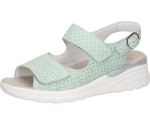 Keilsandalette WALDLÄUFER "H-IVY", Damen, Gr. 7 (40,5), mint, Nubukleder, Flechtoptik, unifarben, Schuhe, Sommerschuh, Klettsandale, Bequemschuh in Komfortweite H (= sehr weit) (23808818-7) mint