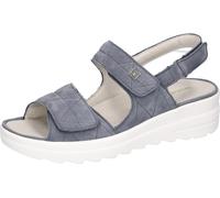 Keilsandalette WALDLÄUFER "H-IZZY", Damen, Gr. 4,5 (37,5), jeansblau, Nubukleder, unifarben, Schuhe, Sommerschuh, Sandale, Bequemschuh mit Klettverschlüssen, H-Weite (64496510-4,5) jeansblau