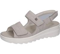 Keilsandalette WALDLÄUFER "H-IZZY", Damen, Gr. 6,5, hellgrau, Nubukleder, unifarben, Schuhe, Sommerschuh, Sandale, Bequemschuh mit Klettverschlüssen, H-Weite (71652724-6,5) hellgrau
