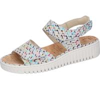 Keilsandalette WALDLÄUFER "H-Willow", Damen, Gr. 4,5 (37,5), bunt (multicolor), Ziegenveloursleder, gemustert, Schuhe, Sommerschuh, Sandale, Klettschuh mit Kork-Fußbett, Weite H (14489503-4,5) multico