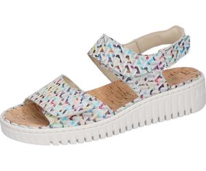 Keilsandalette WALDLÄUFER "H-Willow", Damen, Gr. 4,5 (37,5), bunt (multicolor), Ziegenveloursleder, gemustert, Schuhe, Sommerschuh, Sandale, Klettschuh mit Kork-Fußbett, Weite H (14489503-4,5) multico