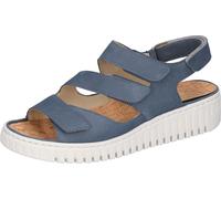 Keilsandalette WALDLÄUFER "H-Willow", Damen, Gr. 5,5 (38,5), blau (jeansblau), Nubukleder, Schuhe, Sommerschuh, Sandale, Keilabsatz, mit Kork-Fußbett, Weite H (47611838-5,5) jeansblau