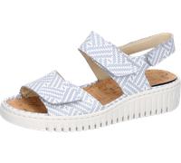 Keilsandalette WALDLÄUFER "H-Willow", Damen, Gr. 8 (42), hellblau, weiß, Nubukleder, Flechtoptik, Schuhe, Sommerschuh, Sandale, Klettschuh mit Kork-Fußbett, Weite H (50218861-8) hellblau, weiß