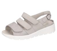 Keilsandalette WALDLÄUFER "M-WIOLA", Damen, Gr. 4,5 (37,5), grau (hellgrau), Nubukleder, Veloursleder, metallic, Schuhe, Sandale, Sommerschuh, Komfortschuh mit Klett, M-Weite (28481326-4,5) hellgrau
