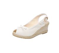 Keilsandaletten Damen Sale, Gewebtes Sandalen mit Keilabsatz Sandaletten Slingback Sandale mit Verstellbarem Riemen Hausschuhe Fischmaul Schlappen Orthopädische Keilpumps Plateau Sandals Sommer Schuhe