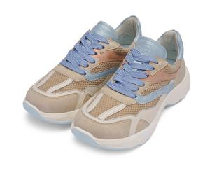 Keilsneaker ARA "BOSTON", Damen, Gr. 42, beige (hellbeige, pastellfarben), Glattleder, Lederimitat, Textil, Schuhe, Freizeitschuh, Halbschuh, Schnürer mit Logoprägung, Weite H (90284736-42) hellbeige,