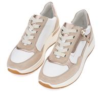 Keilsneaker ARA "GARDA", Damen, Gr. 5 (38), beige (hellbeige, weiß), Glattleder, Veloursleder, kontrastfarbene Details, Schuhe, Plateausneaker, Keilsneaker mit Wechselfußbett in H-Weite (68352304-5) h