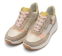 Keilsneaker ARA "GARDA", Damen, Gr. 6,5, beige (pastellfarben), Glattleder, Veloursleder, mehrfarbig, Schuhe, Plateausneaker, Keilsneaker mit Wechselfußbett in H-Weite (47751354-6,5) pastellfarben
