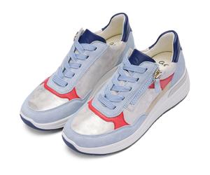 Keilsneaker ARA "GARDA", Damen, Gr. 7,5 (41,5), blau (hellblau kombiniert), Glattleder, Veloursleder, kontrastfarbene Details, Schuhe, Plateausneaker, Keilsneaker mit Wechselfußbett in H-Weite (292218