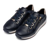 Keilsneaker ARA "OSAKA", Damen, Gr. 5,5 (38,5), dunkelblau, beige, Glattleder, Schuhe, Freizeitschuh, Halbschuh, Schnürer in Komfortweite H (= sehr weit) (90381342-5,5) dunkelblau, beige