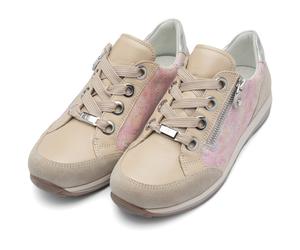 Keilsneaker ARA "OSAKA", Damen, Gr. 6,5, beige (rosa kombiniert), Glattleder, Veloursleder, Schuhe, Freizeitschuh, Halbschuh, Schnürer in Komfortweite H (= sehr weit) (21855249-6,5) rosa kombiniert
