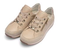 Keilsneaker ARA "OSAKA", Damen, Gr. 6,5, hellbeige, Glattleder, Veloursleder, Schuhe, Freizeitschuh, Halbschuh, Schnürer in Komfortweite H (= sehr weit) (56365913-6,5) hellbeige