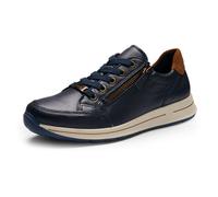 Keilsneaker ARA "OSAKA", Damen, Gr. 7,5 (41,5), blau (dunkelblau, braun), Glattleder, Veloursleder, unifarben mit Farbeinsatz, Schuhe, Freizeitschuh, Halbschuh, Schnürschuh in Komfortweite H = sehr we