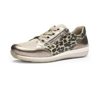 Keilsneaker ARA "OSAKA", Damen, Gr. 8 (42), atmungsaktiv, weiß (beige, goldfarben, leodruck), Glattleder, Veloursleder, Schuhe, Freizeitschuh, Halbschuh, Schnürschuh mit Außenreißverschluss, Weite H (